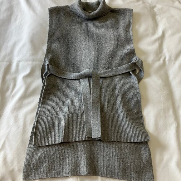 Veronika Maine | Grey Turtleneck Open Side Tie Hi-Low Sweater Vest | OS - Picture 2 of 10
